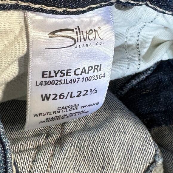 Silver Jeans Cut Off Denim Jean Shorts Womens 26 Blue Distressed Dark Stretch 2" - Picture 5 of 8